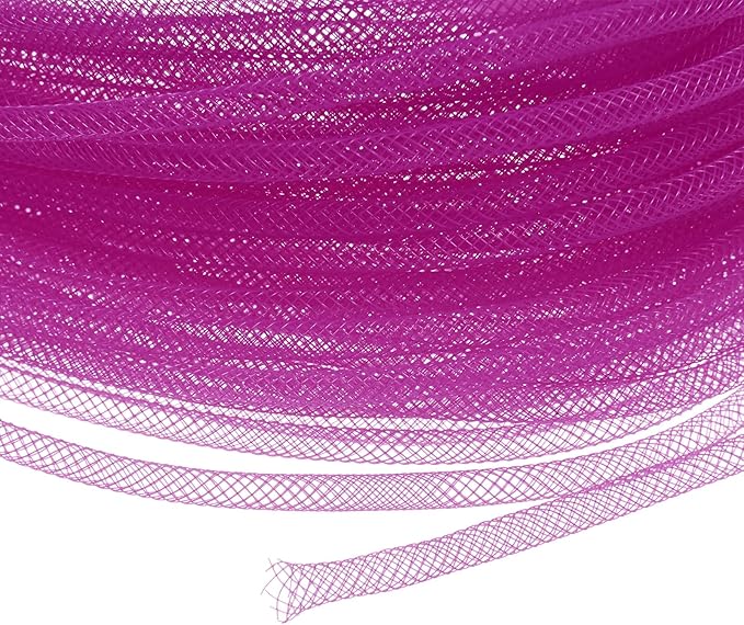 Mesh Tube Ribbon 45 Yards, 4mm Elastic Fabric Ribbons Mesh Tubing for Crafts/Gift Wrapping/Flower Bouquets/Wedding/Birthday/Holiday/Wreaths Christmas/Decoration[Persian Rose]