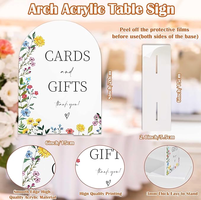 Acrylic Wedding Signs Cards and Gifts Sign for Reception, 6x8" Floral Themed Arch Acrylic Table Decor, Love Is In Bloom & Baby In Bloom Decorations for Baby Shower Bridal Shower Engagement Party