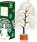 Crocon Clear Quartz Crystal Tree of Life - Chakra for Positive Energy, Feng Shui Decor - Gemstone Money Bonsai Tree, Good Luck Healing Crystals - Meditation Stones, Spiritual Unique Gift 10-12"