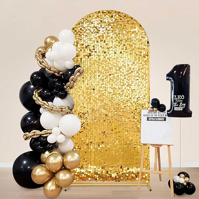 Gold Sequin Arch Backdrop Cover: Big Payette Sequin Arch Cover 6FT Sparkly Backdrop Covers for Party Wedding Banquet