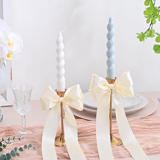 Double Face Cream Satin Ribbon 1-1/2 inch X 50 Yards Polyester Cream Ribbon for Gift Wrapping Very Suitable for Weddings Party Hair Bow Invitation Decorations and More