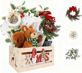 XIANMEI Christmas Wooden Baby Shower Crate Closet, Baby Basket With Artificial Garland Wreath & Accessories - Baby Shower Basket for Newborn Boys Girls, Pregnancy Gifts for New Parents (XMAS)