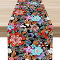 Floral Table Runner, Vintage Colorful Flower Bohemian Floral Print Table Center Decor for Family Kitchen Table Decorations Indoor Outdoor 13x36 inch