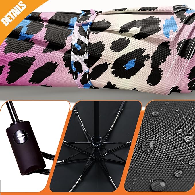 Small Compact Travel Automatic Folding Umbrella for Women, Portable Lightweight, Rain, Wind, UV Sun Shade
