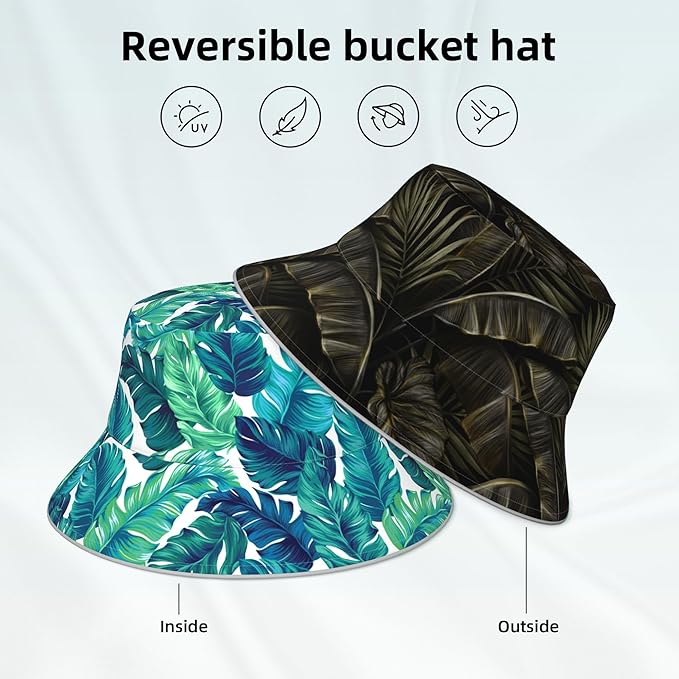 Bucket Hat Beach Summer Sun Hat Reversible Fisherman Hats Double Sided Wearing for Women Men Boys Girls