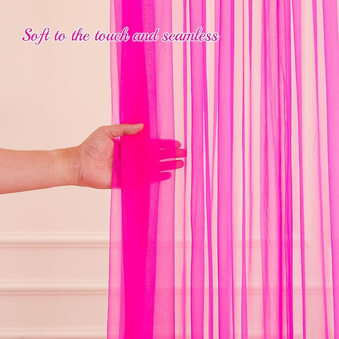 20ft X 10ft Hot Pink Tulle Backdrop Curtain for Parites, Sheer Backdrop Curtains Fabric Drapes for Wedding Ceremony Arch Party Stage Decorations