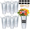 8 Set Galvanized Flower Buckets, 10 Inch Metal Vases for Flowers Rustic Flower Bucket Farmhouse Flower Bucket Vases with Small Chalkboard Label Flower Bar Supplies Rustic Vases for Home Garden Wedding