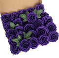 25pcs Artificial Flower Foam Rose Real Touch Roses Flower Heads with Stem for DIY Wedding Bouquets Centerpieces Arrangements Party Baby Shower Home Decor (Purple)