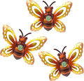 Garden Decor Clearance Metal Bee Wall Art Sculpture, Large Bee Wall Decor Christmas Garden Decoration Hanging for Yard Lawn Patio Living Room Bedroom, 3 Pack, Gift for Family