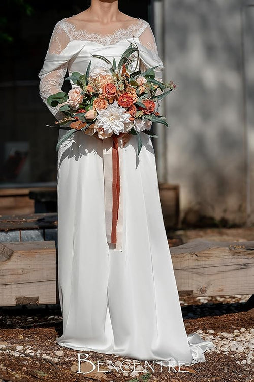 14 Inch Terracotta Bridal Bouquet, Fall Wedding, Bride Bouquets for Ceremony & Anniversary, French Rustic Vintage Style, Artificial Flowers