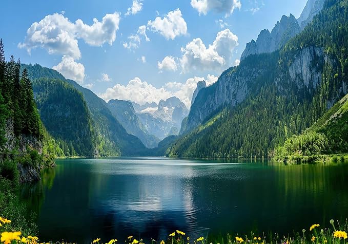 Natural Landscape Wallpaper Mural Lake Mountain Wall Mural for Bedroom Living Room(Not Self-Adhesive)