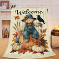 Fall Pumkin Blanket Farmhouse Autumn Harvest Throw Blanket Fall Scarecrow Soft Cozy Fleece Fuzzy Stuffed Plush Flannel Gifts for Girls Women Boys Kids Adults 40''x50''