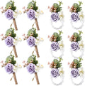 12 Pcs Wedding Wrist Corsage and Boutonniere Set Rose Wrist Corsage for Prom Boutonniere for Men Wedding Flowers Accessories Prom Suit Decorations for Wedding Ceremony (Light Purple)