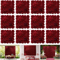 Flower Wall Panel 12 pcs 16.5x16.5 Inch Floral Wall Backdrop Artificial Silk Rose Wall Decor Ideal for Wedding Celebrations, Festive Party Backdrops, and Home Decor-Maroon