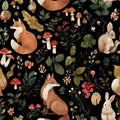 Vintage Fox Rabbit Mushroom Peel and Stick Wallpaper Removable Whimsical Botanical Leaf 17.7" x 118.11" Wall Paper Watercolor Self Adhesive Contact Paper for Classroom Bedroom laundry room bathroom