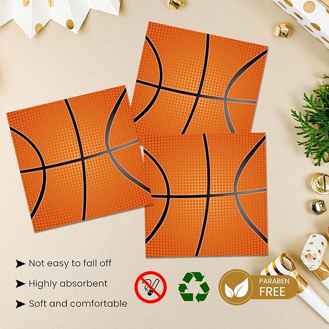 40 Pcs Basketball Plates and Napkins Party Supplies, Basketball Birthday Party Decorations Disposable Paper Plates and Napkins Tableware Set for Birthday Party Baby Shower Serves 20