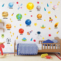 Outer Space Wall Decals 4 Sheets 58 Pcs Planets, Rocket & Astronaut Wall Stickers Removable Nursery Decor for Kids Bedroom, Playroom, Classroom Peel & Stick Space Theme Decals for Boys Girls