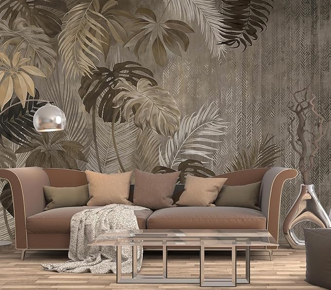 Cliouar-Turtle Backed Bamboo Plantain Leaf Plant Wall Mural Wallpaper Peel and Stick 137" x 102"
