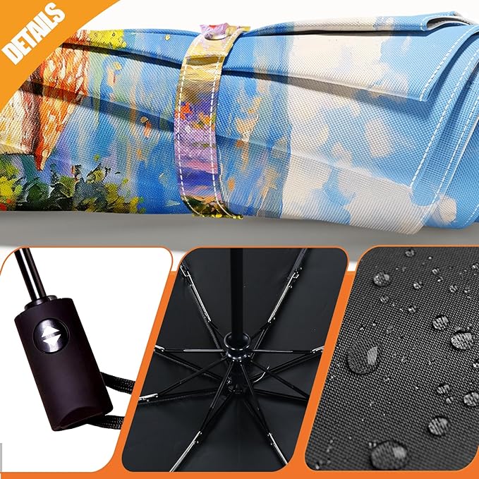 Small Compact Travel Automatic Folding Umbrella for Women, Portable Lightweight, Rain, Wind, UV Sun Shade