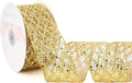 VATIN 2-1/2" Gold Christmas Ribbon, Gold Glitter Mesh Diamond Web Sequin Dots Wired Christmas Ribbon for Gift Wrapping Bow Making Wreath Supply-10 Yards