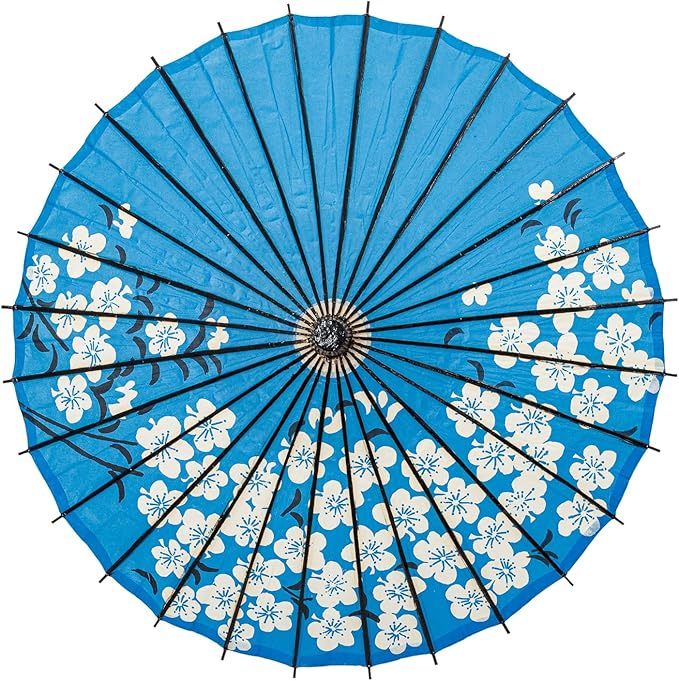 THY COLLECTIBLES Classic Chinese Art Asian Style 33" Paper Parasol Umbrella with Long Handle Flower Print for Wedding Parties, Photography, Costumes, Cosplay, Decoration And Other Events