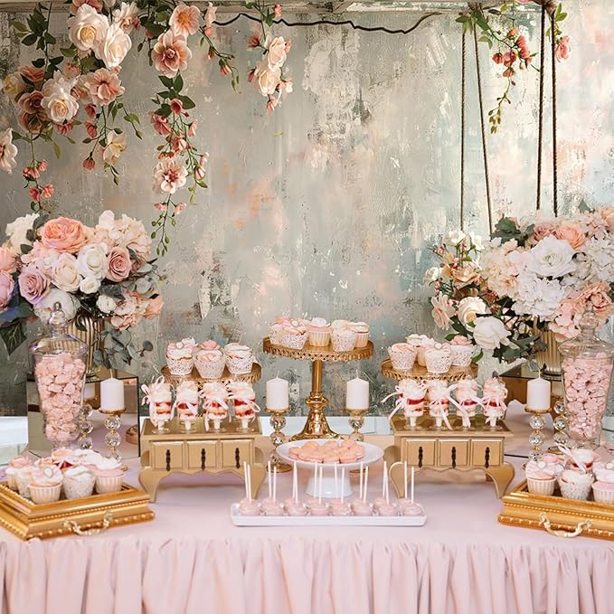 Baocicco 5x3ft Vinyl Vintage Flowers Wall Photography Backdrop Pink Rose Retro Wall Old Style Background Photo for Medieval Wedding Banner Bridal Shower Party Decors Princess Girls Birthday Studio