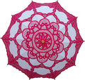 Handmade Fuchsia and White Lace Parasol Umbrella Wedding Bridal 30 Inch Adult Size