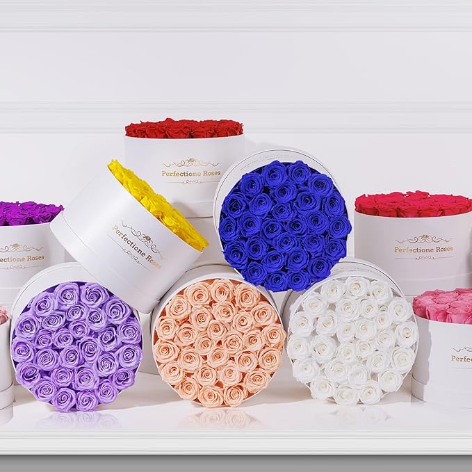 Perfectione Roses 27 Roses in a Box, Mothers Day Rose, Preserved Flowers for Her, Flowers for Delivery Birthday Gifts for Women (Buttermilk)