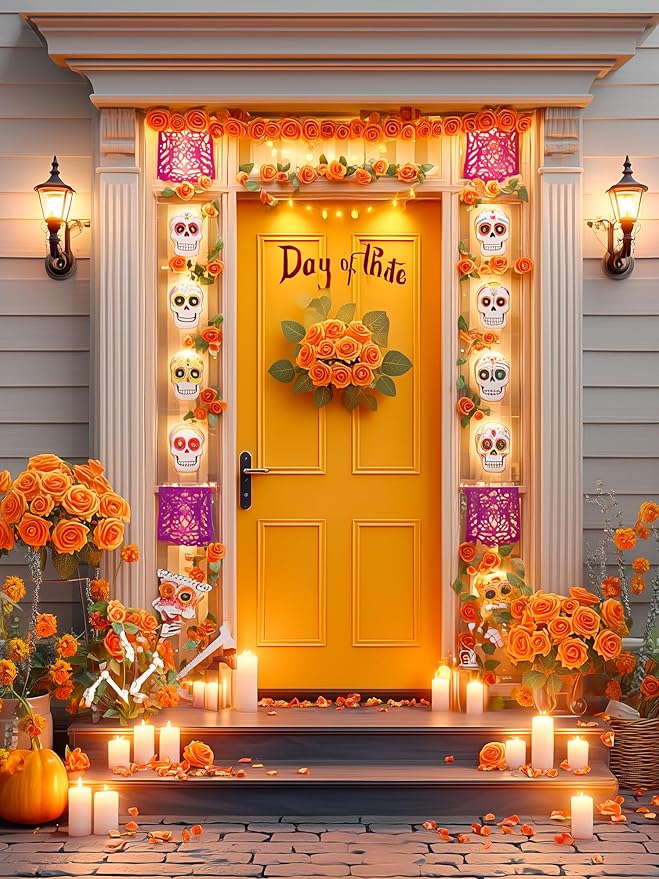 InnoGear Artificial Flowers, 50 Pcs Orange Rose Foam Fake Roses Bulk with Stems for Autumn Fall Decoration DIY Wedding Bouquets Centerpieces Bridal Shower Party Christmas Tree