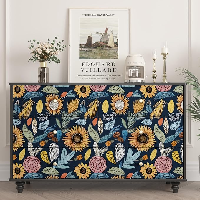 Blue Wallpaper Peel and Stick,Vintage Boho Floral Contact Paper, 17.5" x 393.7" Retro Paisley Flower Botanical Wall Paper Self Adhesive Removable Waterproof for Bathroom Shelves Cabinet Table Decor