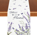 Purple Floral Table Runner, Spring Summer Watercolor Lavender Flower Wildflower Country Farmhouse Coffee Table Center Decor for Home Kitchen Dining Patio Holiday Party Table Decorations 13x36 inches