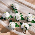 Meldel White Ivory Rose Prom Wrist Corsage for Wedding, Set of 6, Bridesmaid Bridal Hand Flowers Corsage for Prom, Wrist Flower for Wedding Ceremony Anniversary, Dinner Party, Rustic Vintage Wedding