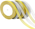 DECYOOL 4 Rolls 100 Yards Christmas Satin Ribbons 15mm Wide Holiday Craft Ribbons for Gift Wrapping and Xmas Decoration, Gold & Silver