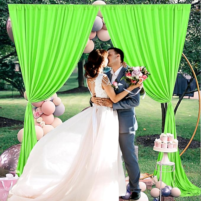 10 x 10 Feet Light Green A Backdrop Curtain for Partie, Background Curtains for Photoshoot, Birthday, Wedding, Halloween, Thanksgiving, Christmas, New Year Party Decorations 5Ft x 10Ft, 2 Panels