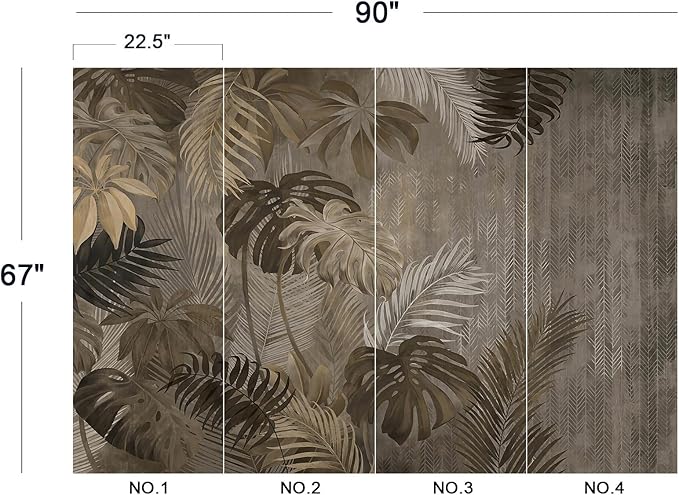 Cliouar-Turtle Backed Bamboo Plantain Leaf Plant Wall Mural Wallpaper Peel and Stick 90" x 67"