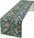 William Morris Floral Table Runner, Vintage Flowers Green Botanical Printed Table Runner for Home Kitchen Dining Table Decoration,13x90 Inch