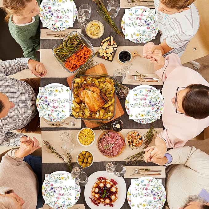 40 Pcs Wildflower Plates and Napkins Party Supplies, Floral Paper Plates Napkins Wildflower Baby Shower Decorations Tableware for Spring Summer Picnic Wedding Birthday Tea Party Serves 20