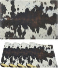 Cow Print Placemats Set of 4 Brown Cowhide Print Western Style Art Printed Dining Table Mats for Restaurant Home Kitchen Holiday Decor 12x18in