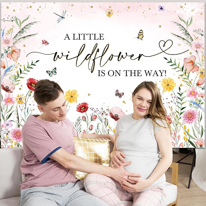 Avezano 8 x 6 ft Wildflower Baby Shower Backdrop Watercolor A Little Wildflower is On The Way Baby Shower Party Decorations Wildflower Theme Girl Banner Photoshoot Props
