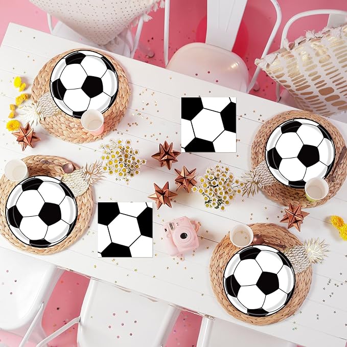 40 Pcs Soccer Plates and Napkins Party Supplies, Soccer Birthday Party Decorations Disposable Paper Plates and Napkins Tableware Set for Sports Theme Birthday Party Baby Shower Serves 20