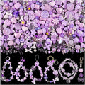 Assorted 200-260PCS Purple Acrylic Beads for Bracelet Making, Flower Bow Candy GummyBear Bracelet Charms,Cute Beads for Jewelry Making DIY Necklace Keychain Phone Charm Christmas Gift