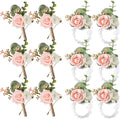 12 Pcs Wedding Wrist Corsage and Boutonniere Set Rose Wrist Corsage for Prom Boutonniere for Men Wedding Flowers Accessories Prom Suit Decorations for Wedding Ceremony Anniversary (Pink)