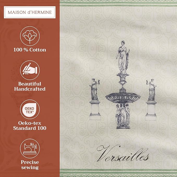 Maison d' Hermine Placemats Set of 2 100% Cotton Washable Cloth Place Mats, Reusable Table Mats for Kitchen Dining Decoration, Party, Wedding, Restaurant Spring/Summer (Jardin Du Roy, 13" x 19")