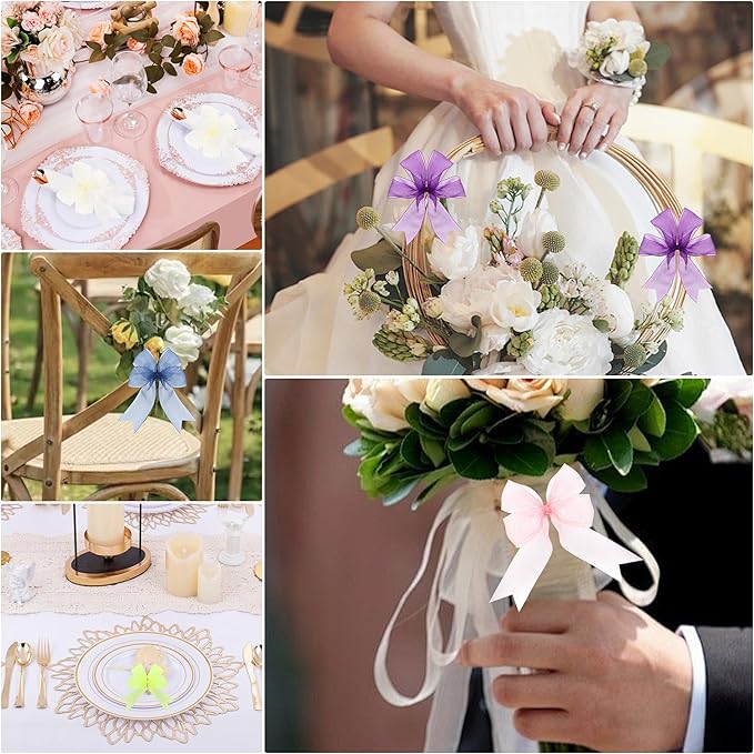 1-1/2 Inch x 50 Yards Sheer Organza Ribbon Chiffon Ribbon for Gift Wedding Flower Bouquet Wrapping Decorations Crafts (Purple)