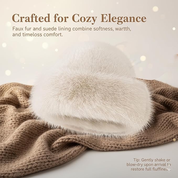 Womens Winter Faux Fur Bucket Hat, Fluffy Fisherman Fuzzy Bucket Hat