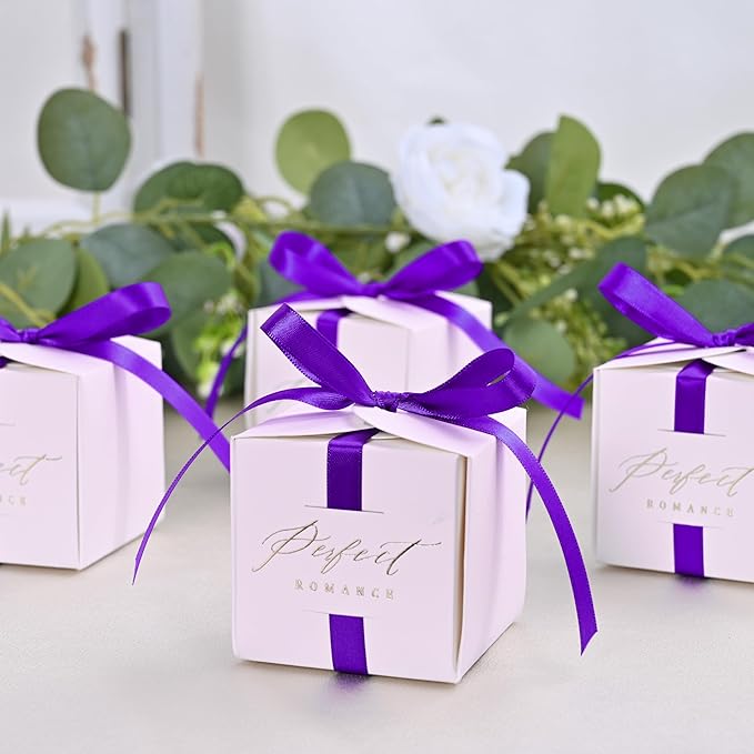 Double Face Purple Satin Ribbon 3/8 inch X 50 Yards Polyester Purple Ribbon for Gift Wrapping Very Suitable for Weddings Party Hair Bow Invitation Decorations and More