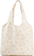 Canvas Tote Bag, Large Capacity Shoulder Bag with Inner Pockets, Foldable Shopping Bag