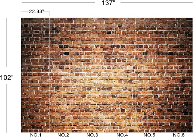 Eierme-Close-up of a Brick Wall Background with Strong Texture Peel and Stick 137" x 102"