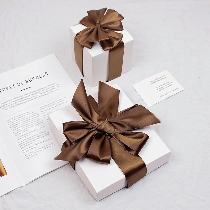 Brown Satin Ribbon, Double Faced 2 Inch X 50 Yards Brown Ribbon, Premium Satin Ribbon for Gift Wrapping, Crafts, Hair Bow Making, Sewing, Flower Bouquet, Wedding Party Decor