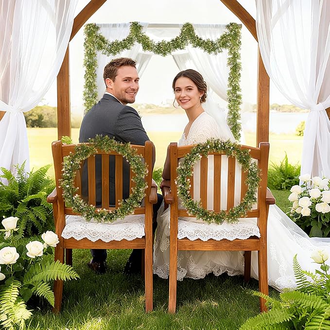 2 Pcs 5.9Ft Artificial Baby's Breath Garland Vine, 162 Branches Real Touch Faux Gypsophila Vines, Pink Fake Hanging Flowers for Wedding Arch, Home Decor, Baby Shower, New Year Party Decoration